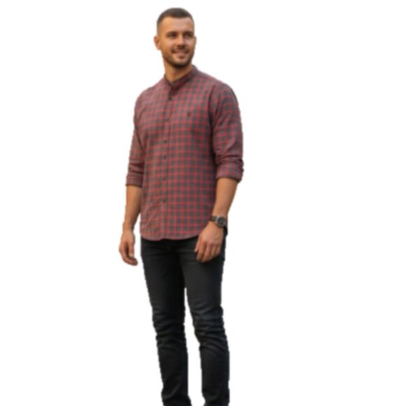 The Kooples Other - The Kooples Sport Shirt Sz M Red Gray Plaid Button Down Fitted Paris